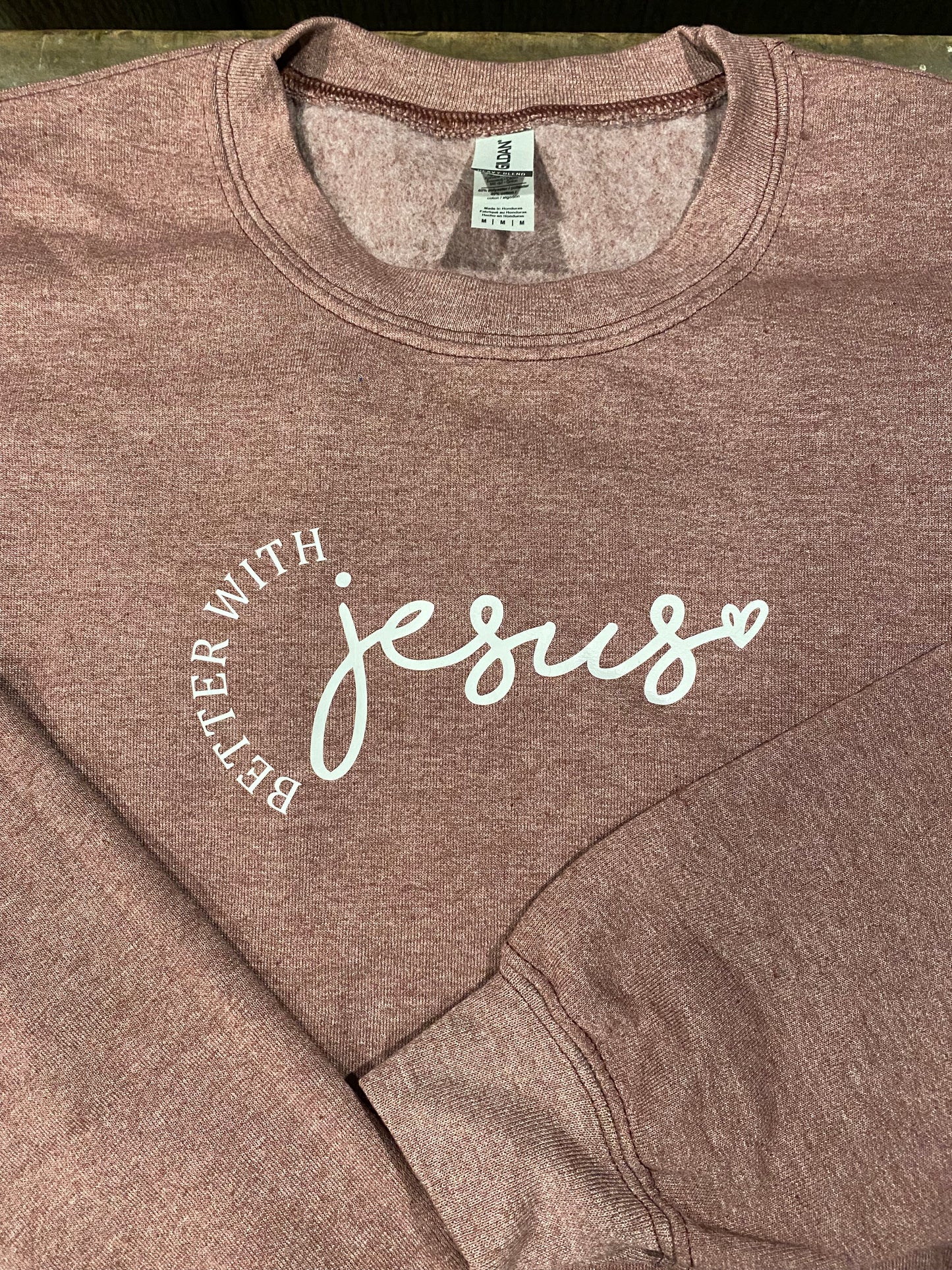 Better with Jesus purple crew