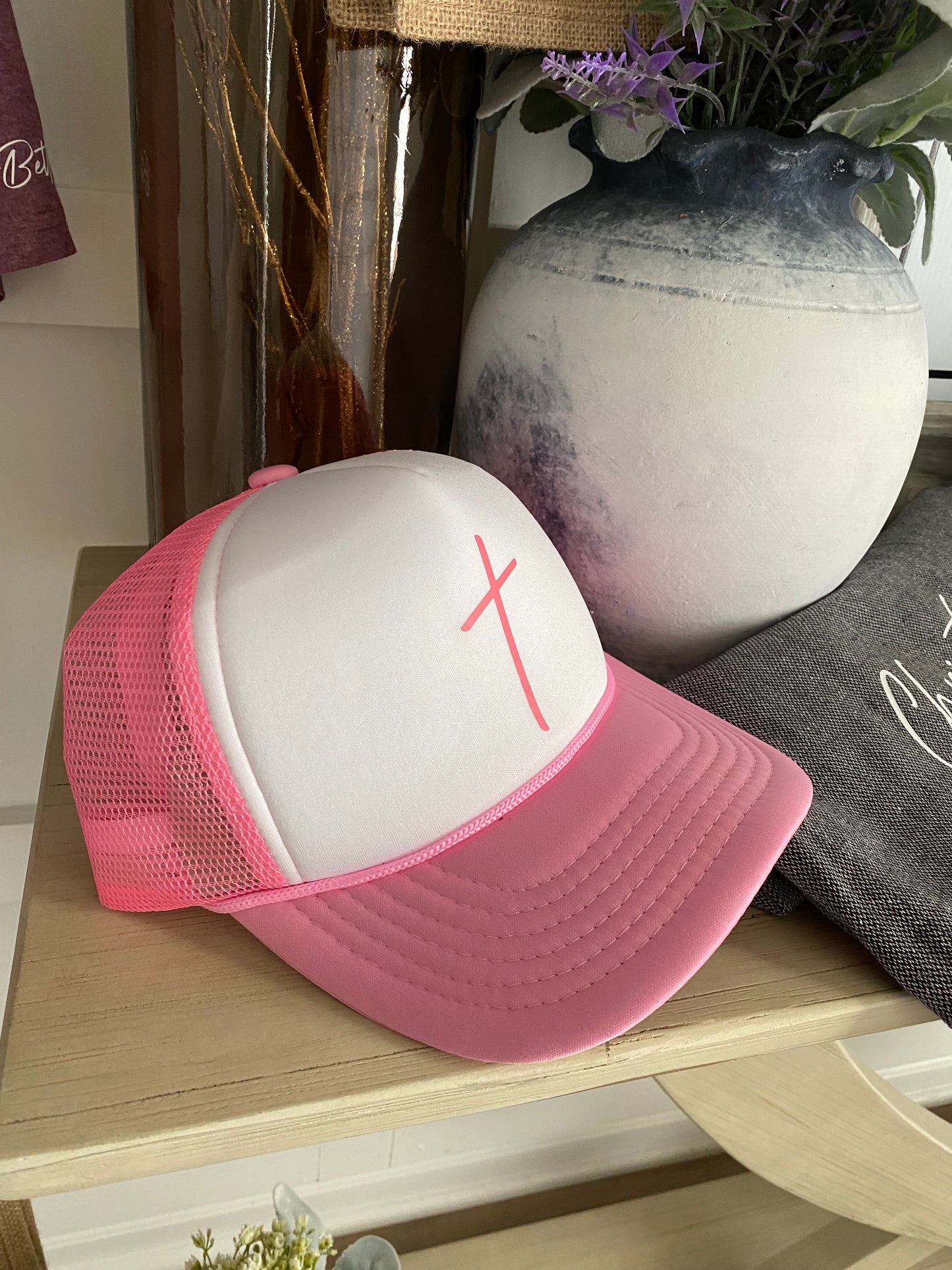 Pink Cross Trucker Hat