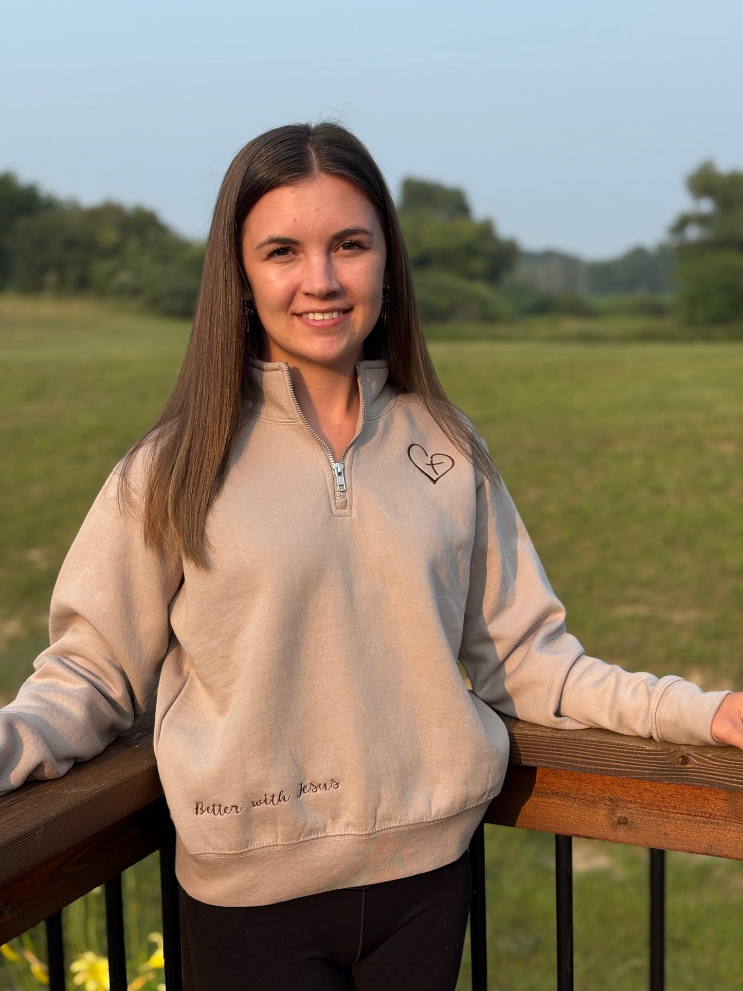 Embroidered 1/4 Zip Better with Jesus